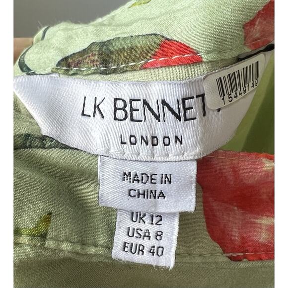 LK Bennett London Kristen Pistachio Poppy Cotton-Silk Backless Dress, Size 10 - Picture 5 of 9